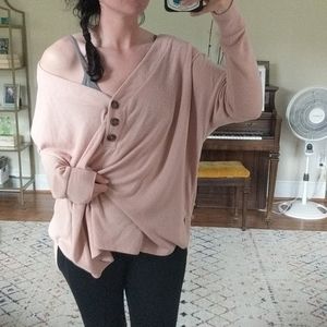 Out From Under Light pink oversized sweater henley